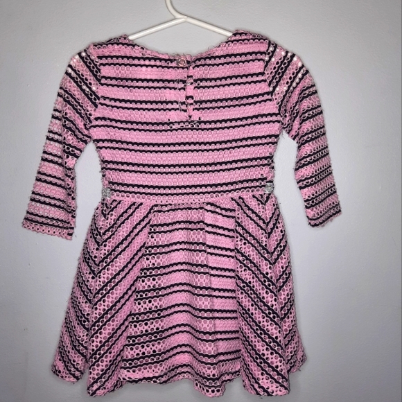 Little Lass | Pink & Black Mesh Dress 18m - Picture 2 of 7